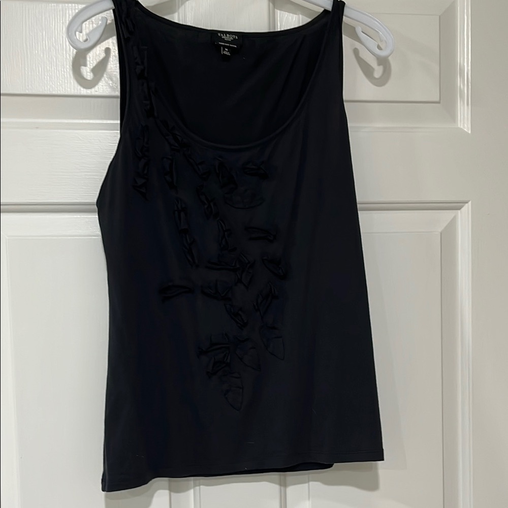 Talbots Petites Women's Black Tank Top with Ruffles